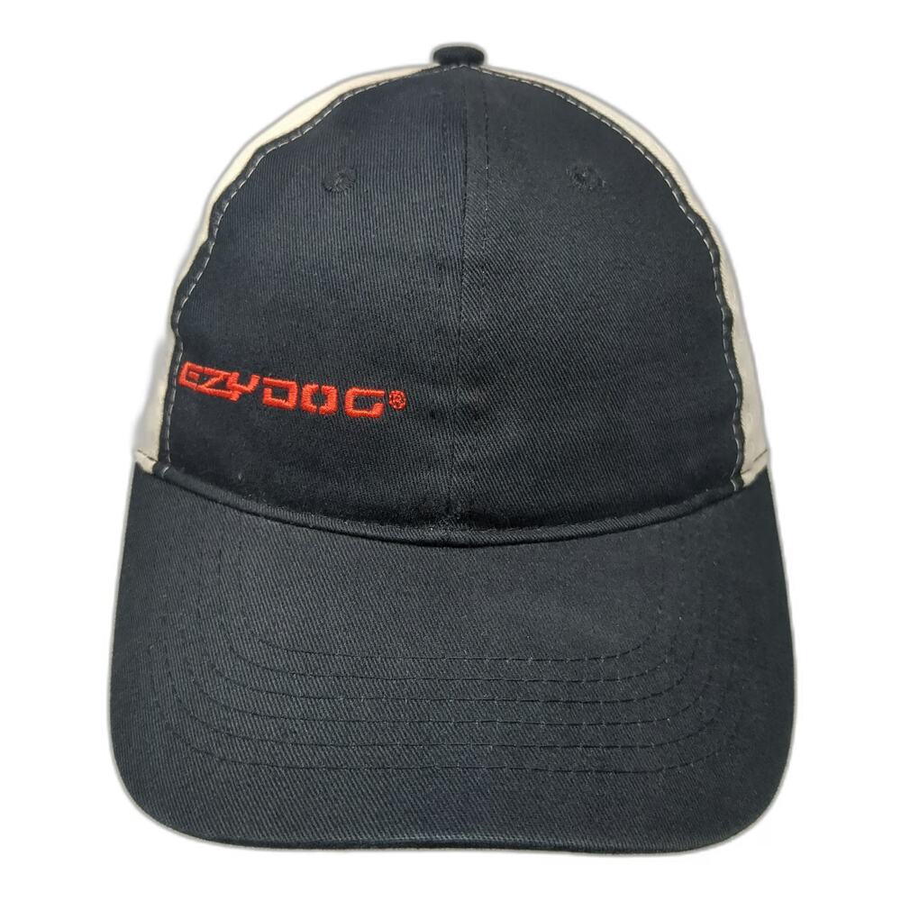 EzyDog Baseball Cap Black Beige One Size Adjustable Strapback Cotton Logo Hat
